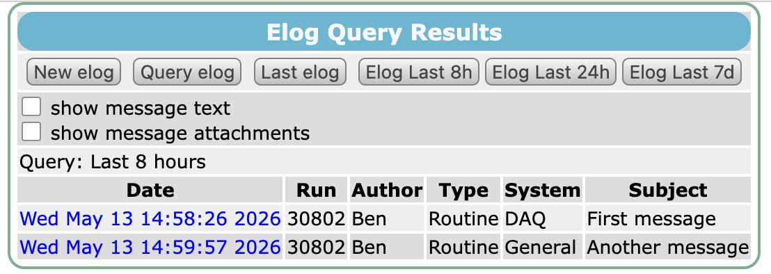 Elog query